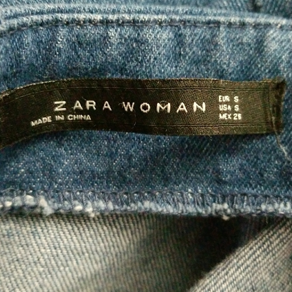 NWOT Zara Denim Frayed Slit Midi Skirt Siz… - Picture 7 of 8
